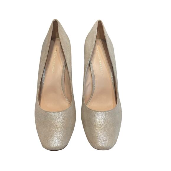 Loeffler Randall Phyllis Shimmer Metallic Suede Sparkly Pump Sugar Gold Size 10 - Picture 2 of 8